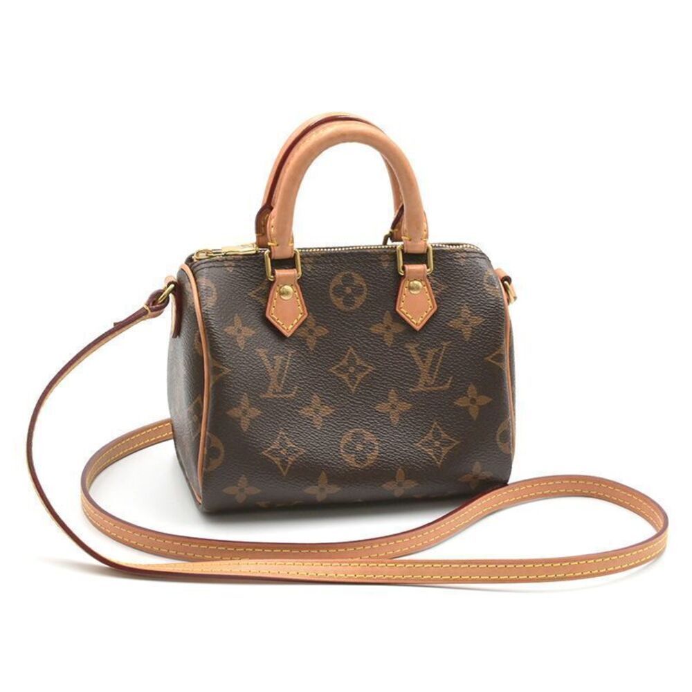 Louis Vuitton Speedy Monogram 2Way Crossbody Bag Canvas Leather Brown
